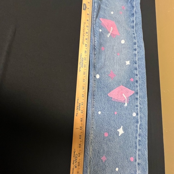 AMERICAN EAGLE HIGH WAISTED BAGGY WIDE-LEG JEANS PAINTED GRADUATION 2025 SIZE 0 - Picture 8 of 14